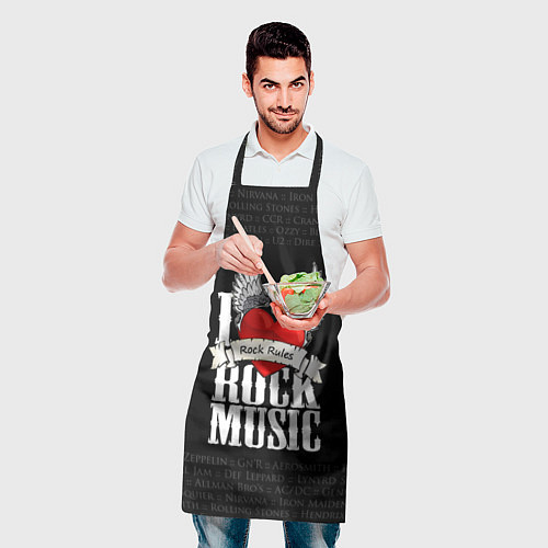 Фартук I Love Rock Music / 3D-принт – фото 2
