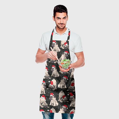 Фартук Новогодние мопсы / 3D-принт – фото 2