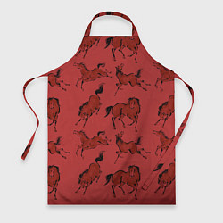Фартук кулинарный Красные кони, цвет: 3D-принт