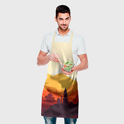 Фартук кулинарный Горы закат пейзаж лиса арт, цвет: 3D-принт — фото 2