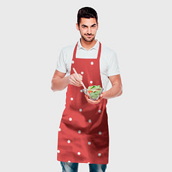Фартук кулинарный Белый горошек на красном фоне, цвет: 3D-принт — фото 2