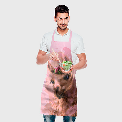 Фартук Лама с цветами / 3D-принт – фото 2