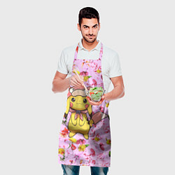 Фартук кулинарный Пикачу в цветочках, цвет: 3D-принт — фото 2