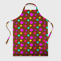 Фартук кулинарный Сердечки разноцветные, цвет: 3D-принт