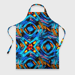 Фартук кулинарный Желто-синий абстрактный узор, цвет: 3D-принт