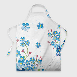 Фартук кулинарный Букет голубых цветов, цвет: 3D-принт