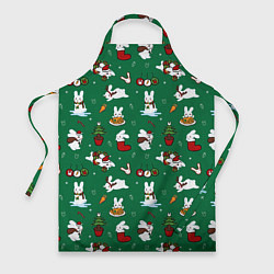 Фартук кулинарный Новогодний паттерн с зайчиками, цвет: 3D-принт