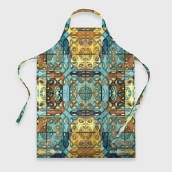 Фартук кулинарный Коллекция Фрактальная мозаика Желто-голубой, цвет: 3D-принт