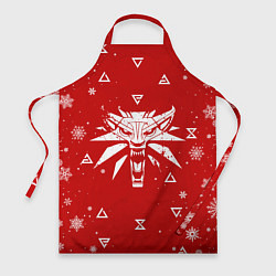 Фартук кулинарный КРАСНЫЙ СВИТЕР ВЕДЬМАК НОВОГОДНИЙ, цвет: 3D-принт