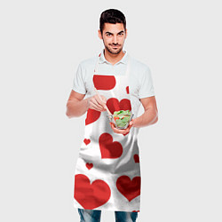 Фартук кулинарный Красные сердечки Heart, цвет: 3D-принт — фото 2