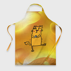 Фартук кулинарный Строгий кот занимается йогой, цвет: 3D-принт