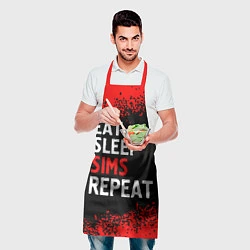 Фартук кулинарный Eat Sleep Sims Repeat Краска, цвет: 3D-принт — фото 2