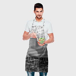 Фартук кулинарный Черно-белый комбинированный абстрактный с полосаты, цвет: 3D-принт — фото 2