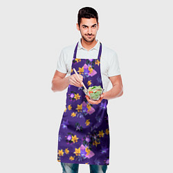Фартук кулинарный Цветы Разноцветные Ирисы На Синем Фоне, цвет: 3D-принт — фото 2