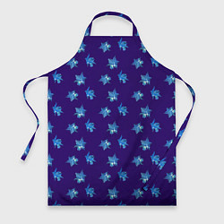 Фартук кулинарный Цветы Фиолето-Белые Гибискус На Синем Фоне, цвет: 3D-принт