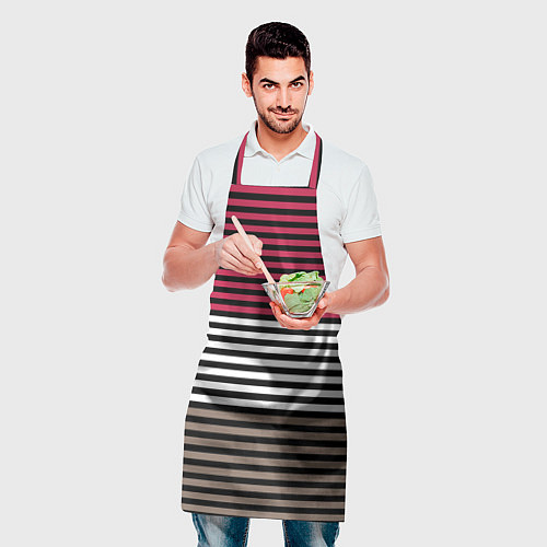Фартук Красно-коричневый полосатый узор / 3D-принт – фото 2