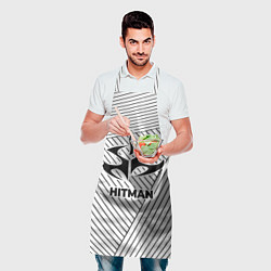 Фартук кулинарный Символ Hitman на светлом фоне с полосами, цвет: 3D-принт — фото 2
