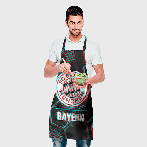 Фартук Bayern FC в стиле Glitch на темном фоне / 3D-принт – фото 2