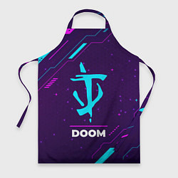 Фартук Символ Doom в неоновых цветах на темном фоне