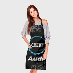 Фартук кулинарный Audi в стиле Top Gear со следами шин на фоне, цвет: 3D-принт — фото 2
