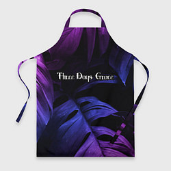 Фартук кулинарный Three Days Grace Neon Monstera, цвет: 3D-принт