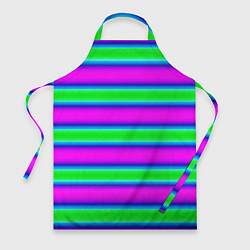 Фартук кулинарный Зеленый и фиолетовые яркие неоновые полосы striped, цвет: 3D-принт