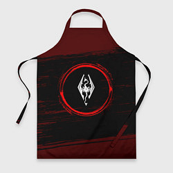 Фартук кулинарный Символ Skyrim и краска вокруг на темном фоне, цвет: 3D-принт