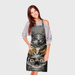 Фартук кулинарный Сова с черепом Owl with Skull, цвет: 3D-принт — фото 2