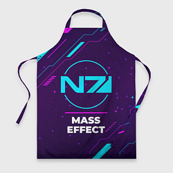 Фартук кулинарный Символ Mass Effect в неоновых цветах на темном фон, цвет: 3D-принт