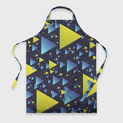 Фартук кулинарный Абстракция Из Жёлтых и Синих Треугольников На Тёмн, цвет: 3D-принт