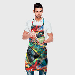 Фартук кулинарный Яркий абстрактный узор с неоновыми штрихами, цвет: 3D-принт — фото 2