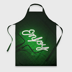 Фартук кулинарный Неоновая надпись во тьме: Наслаждайся - Зелёный, цвет: 3D-принт
