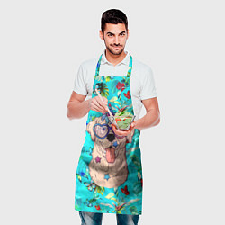 Фартук кулинарный Собачка - единорог на фоне цветов, цвет: 3D-принт — фото 2