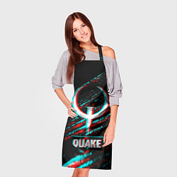 Фартук кулинарный Quake в стиле glitch и баги графики на темном фоне, цвет: 3D-принт — фото 2