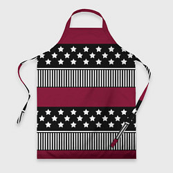 Фартук кулинарный Burgundy black striped pattern, цвет: 3D-принт