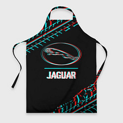 Фартук Значок Jaguar в стиле glitch на темном фоне