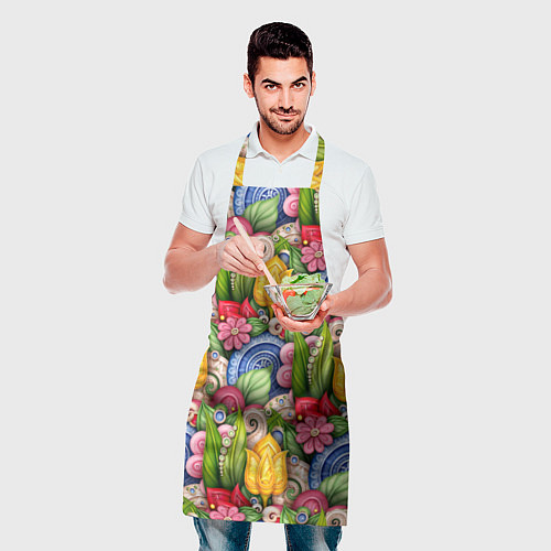 Фартук Тюльпаны объемные листья и цветы / 3D-принт – фото 2