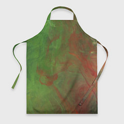 Фартук кулинарный Зелёные и красные волны красок, цвет: 3D-принт