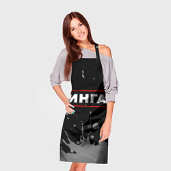 Фартук кулинарный Инга - в красной рамке на темном, цвет: 3D-принт — фото 2