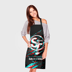 Фартук кулинарный Sally Face в стиле glitch и баги графики на темном, цвет: 3D-принт — фото 2