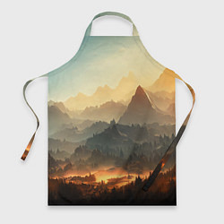 Фартук кулинарный Рассвет в горах, пейзаж, цвет: 3D-принт