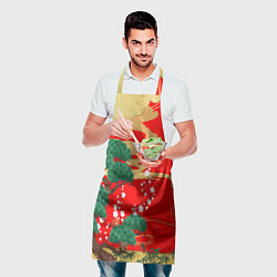 Фартук кулинарный Японский пейзаж на красном, цвет: 3D-принт — фото 2