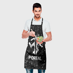 Фартук кулинарный Portal glitch на темном фоне, цвет: 3D-принт — фото 2