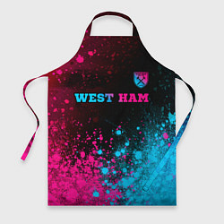 Фартук кулинарный West Ham - neon gradient: символ сверху, цвет: 3D-принт