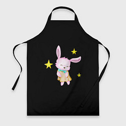 Фартук кулинарный Крольчонок танцует со звёздами на чёрном фоне, цвет: 3D-принт