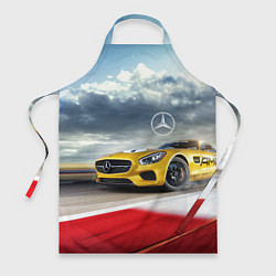 Фартук кулинарный Mercedes AMG V8 Biturbo на трассе, цвет: 3D-принт