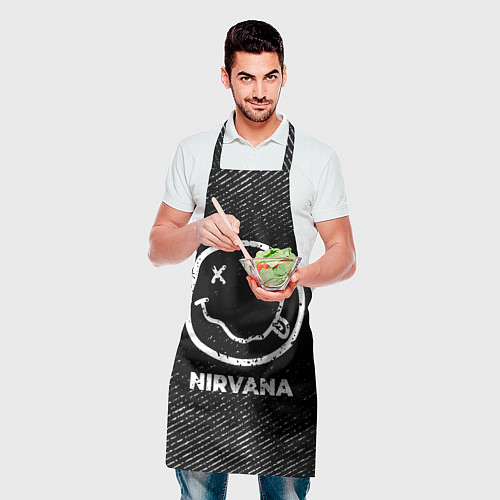 Фартук Nirvana с потертостями на темном фоне / 3D-принт – фото 2