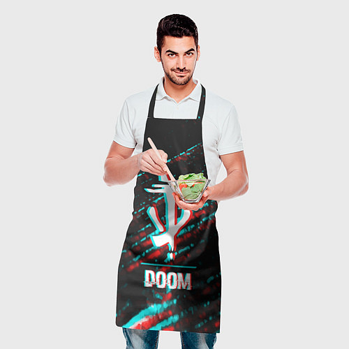 Фартук Doom в стиле glitch и баги графики на темном фоне / 3D-принт – фото 2