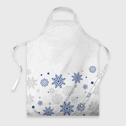 Фартук кулинарный Новогодние Снежинки - Белый, цвет: 3D-принт