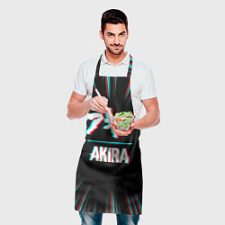 Фартук кулинарный Символ Akira в стиле glitch на темном фоне, цвет: 3D-принт — фото 2